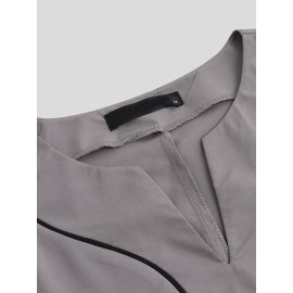 Mens Long Sleeve Ethnic Robe Solid Color Long T shirts