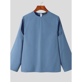 Mens Cutout Sleeves Round Neck Loose T-shirts