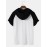 Mens Ribbed Knit Patchwork High Low Preppy Raglan Sleeve Hooded T-Shirts