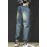 Distressed Wash Buttoned Straight Leg Men's Jeans