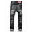 Men's Letter Print Buttons Straight Leg Jeans