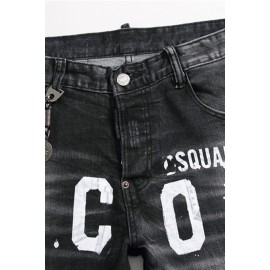 Men's Letter Print Buttons Straight Leg Jeans