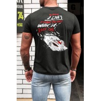 Gray Racing Vehicle Letter Print Slim Fit Men's Graphic Tee