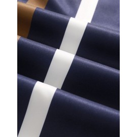 Mens Vertical Striped Button Up Casual Short Sleeve Shirts