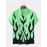 Mens Abstract Flame Print Button Up Short Sleeve Shirt
